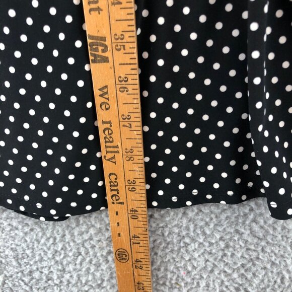 Anne Klein Dress Womens 6 Black Polka Dot Fit & Flare Knee Cap Sleeves Stretch - Picture 9 of 10
